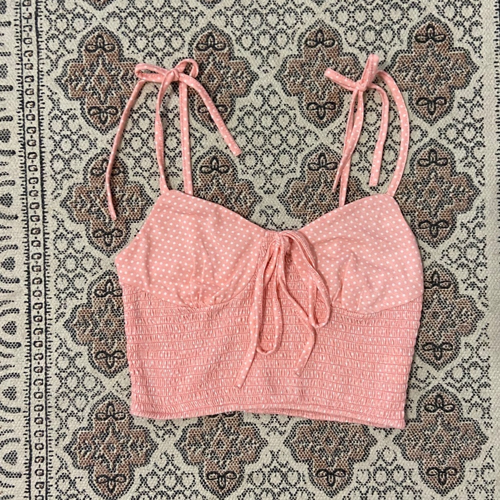 Cami tank top pink and white polka dot